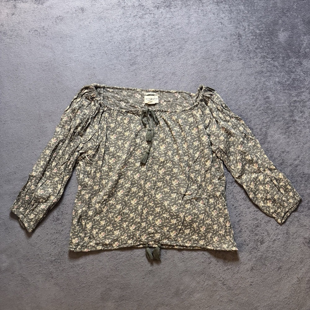 Denim & Supply Ralph Lauren RL Boho Women's Green Floral Peasant Shirt Top Sz XS